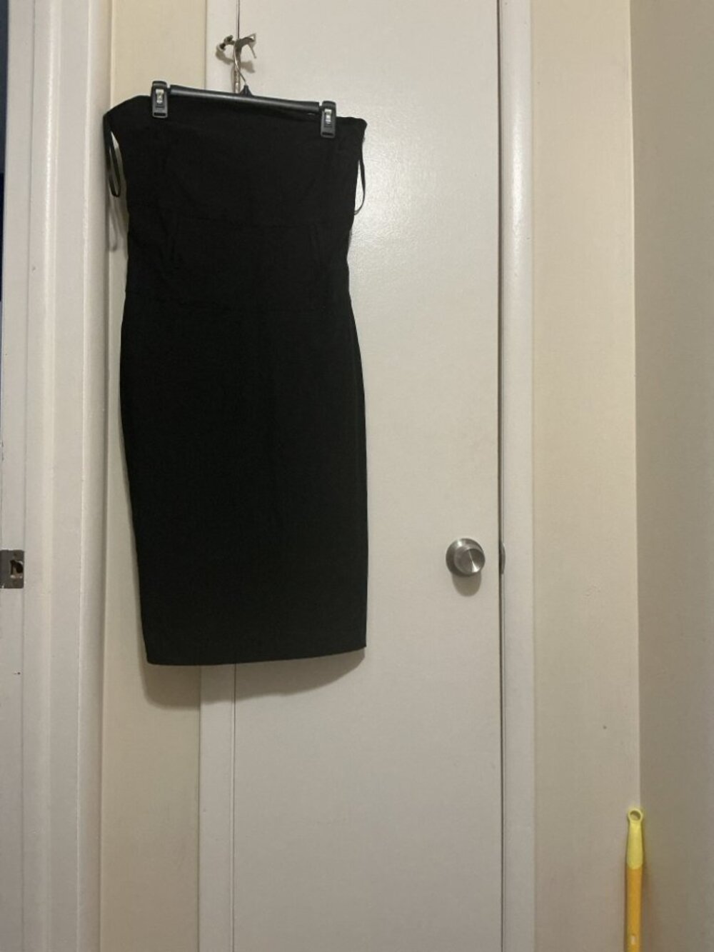 Black Strapless Bodycon Midi Dress